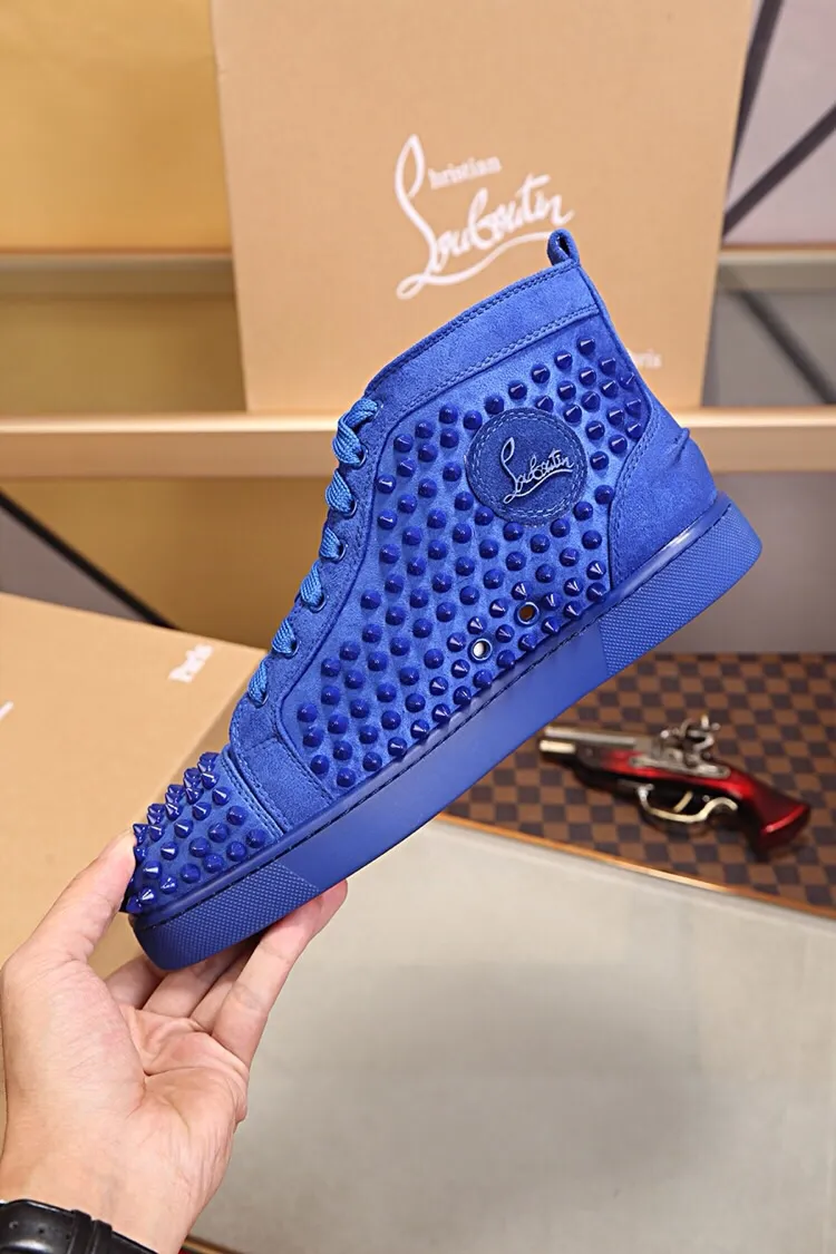 Ex-factory price 480. christian louboutin (CL red sole shoes) counter nail series, high-top casual sneakers for couples 📢 📢 📢 Exclusive hot style release 🎈🎈💪 Movable latex feet 👻 Finished outsole stitching line [satisfied] 😝Female 35-40# Male 38#-46, global supply😝 [Top version]: original imported cowhide upper, top original leather lining, original molded TPU outsole, original 1:1 detail processing, original shoe last, large quantity available from stock,